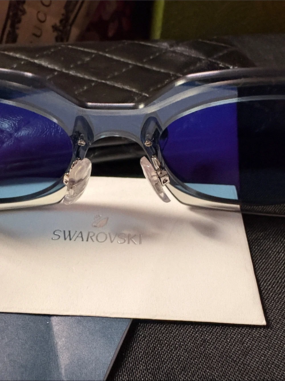 NWOB Swarovski Cat Eye Sunglasses SK201 - Silver Blue
